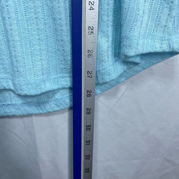 Fever Tunic Blouse Womens size Large Blue Long Sleeve Crochet Peasant Boho New - Picture 5 of 7